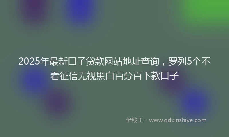 2025年最新口子贷款网站地址查询，罗列5个不看征信无视黑白百分百下款口子