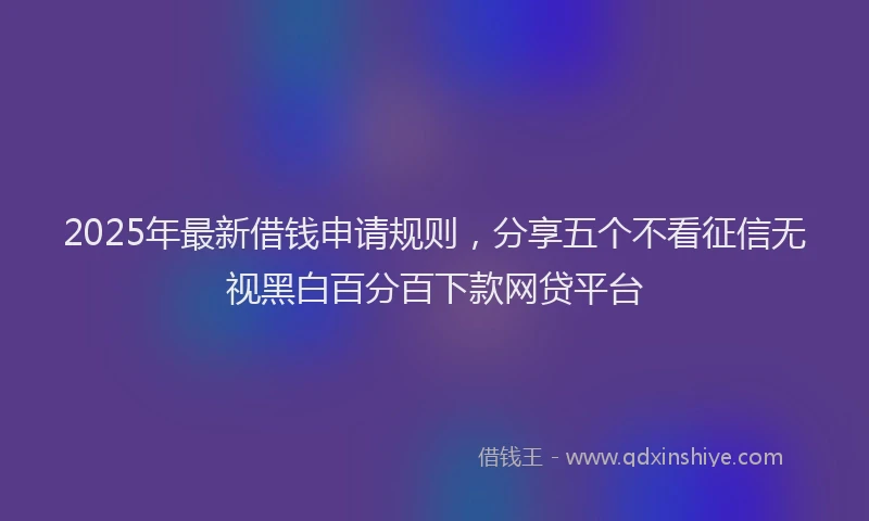 2025年最新借钱申请规则，分享五个不看征信无视黑白百分百下款网贷平台