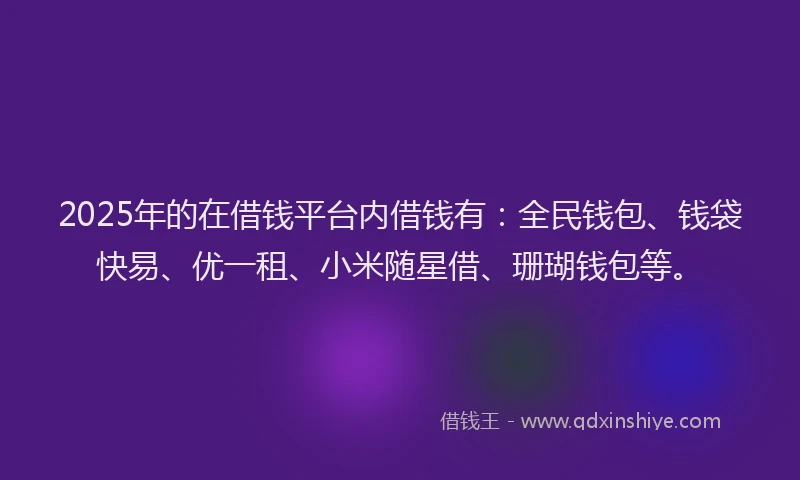 2025年的在借钱平台内借钱有：全民钱包、钱袋快易、优一租、小米随星借、珊瑚钱包等。