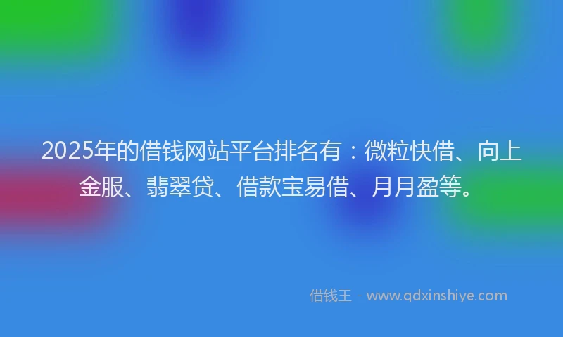 2025年的借钱网站平台排名有：微粒快借、向上金服、翡翠贷、借款宝易借、月月盈等。