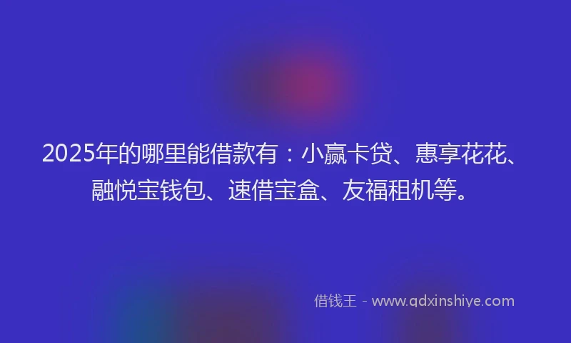 2025年的哪里能借款有：小赢卡贷、惠享花花、融悦宝钱包、速借宝盒、友福租机等。