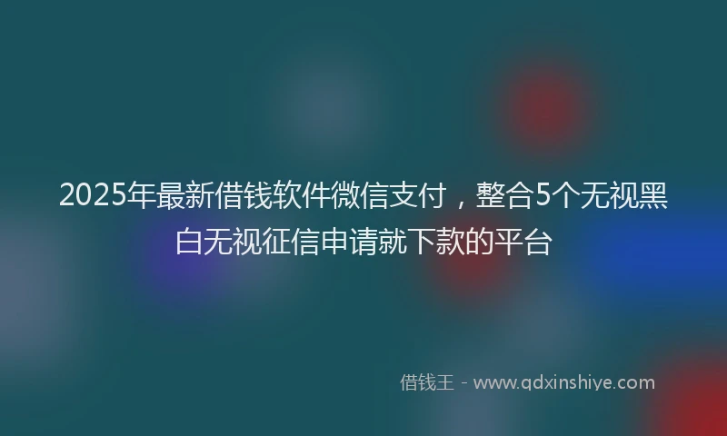 2025年最新借钱软件微信支付，整合5个无视黑白无视征信申请就下款的平台