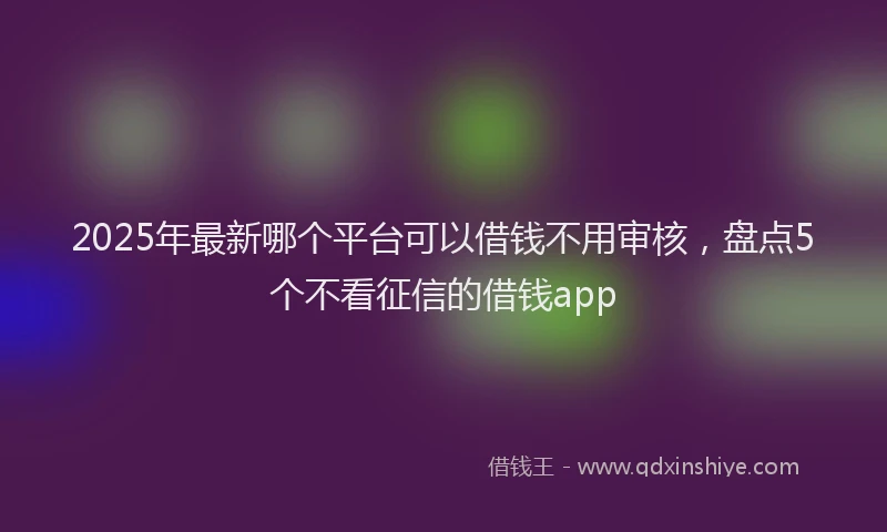 2025年最新哪个平台可以借钱不用审核，盘点5个不看征信的借钱app