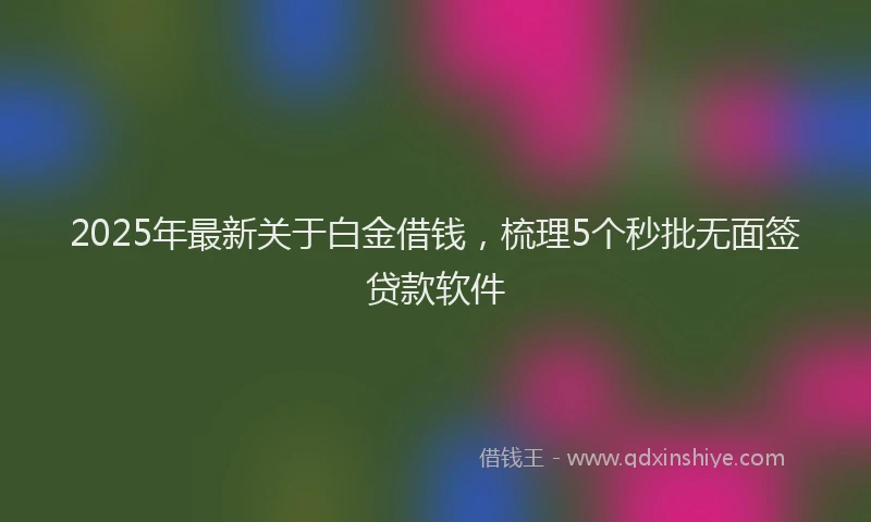 2025年最新关于白金借钱，梳理5个秒批无面签贷款软件
