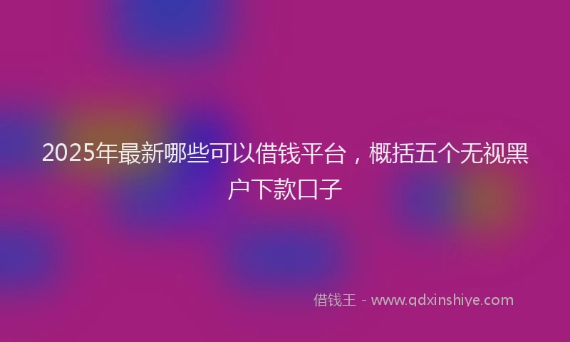 2025年最新哪些可以借钱平台，概括五个无视黑户下款口子