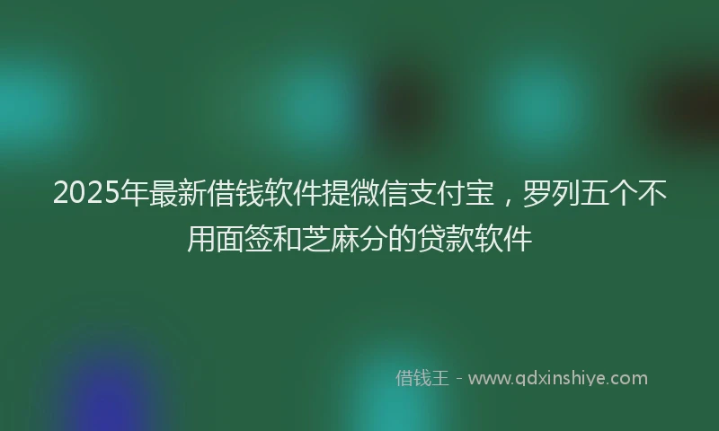 2025年最新借钱软件提微信支付宝，罗列五个不用面签和芝麻分的贷款软件