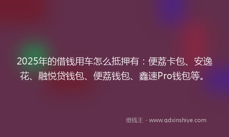 2025年的借钱用车怎么抵押有：便荔卡包、安逸花、融悦贷钱包、便荔钱包、鑫速Pro钱包等。