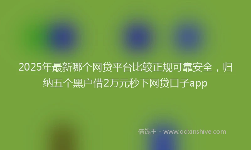 2025年最新哪个网贷平台比较正规可靠安全，归纳五个黑户借2万元秒下网贷口子app