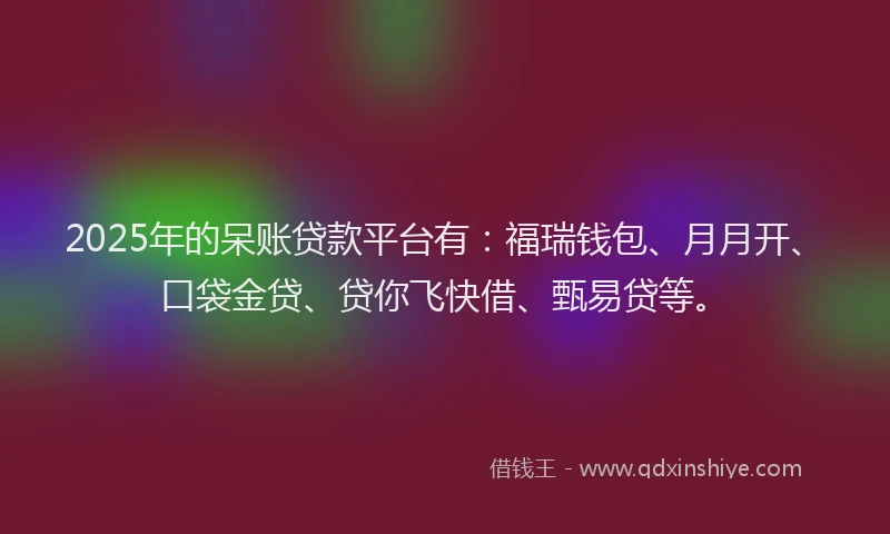 2025年的呆账贷款平台有：福瑞钱包、月月开、口袋金贷、贷你飞快借、甄易贷等。
