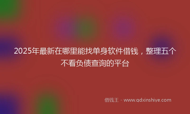 2025年最新在哪里能找单身软件借钱，整理五个不看负债查询的平台