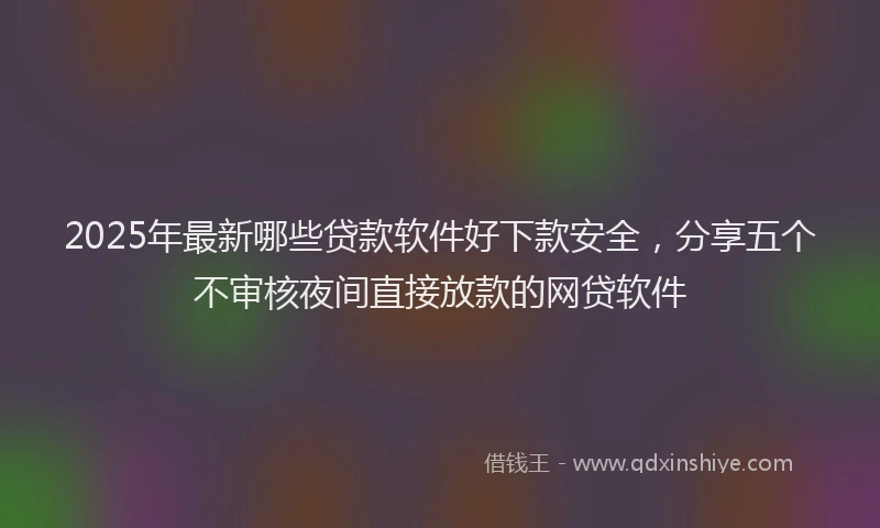 2025年最新哪些贷款软件好下款安全，分享五个不审核夜间直接放款的网贷软件