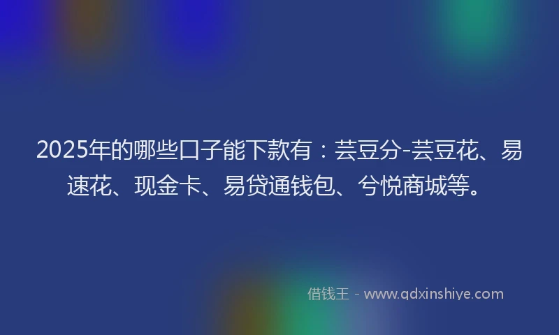2025年的哪些口子能下款有：芸豆分-芸豆花、易速花、现金卡、易贷通钱包、兮悦商城等。