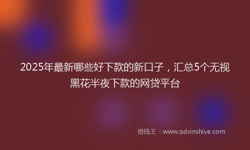 2025年最新哪些好下款的新口子，汇总5个无视黑花半夜下款的网贷平台