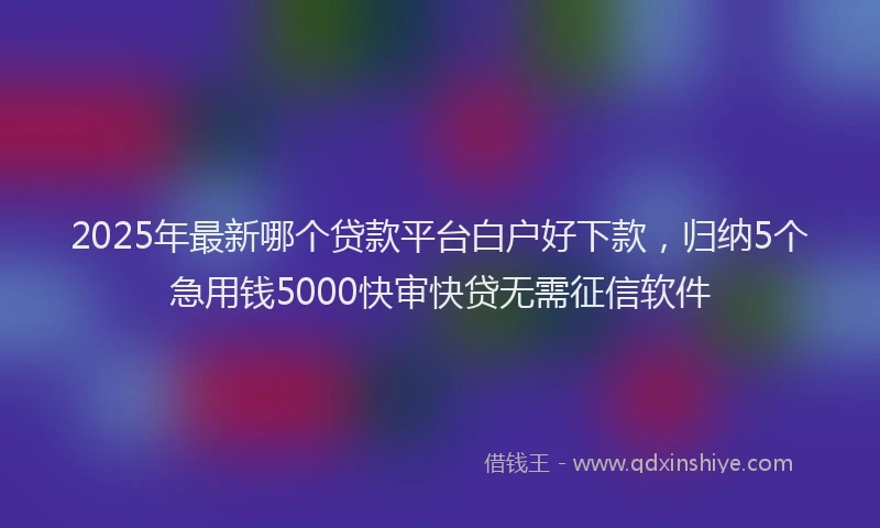 2025年最新哪个贷款平台白户好下款，归纳5个急用钱5000快审快贷无需征信软件