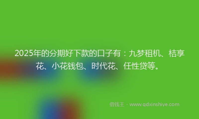 2025年的分期好下款的口子有：九梦租机、桔享花、小花钱包、时代花、任性贷等。