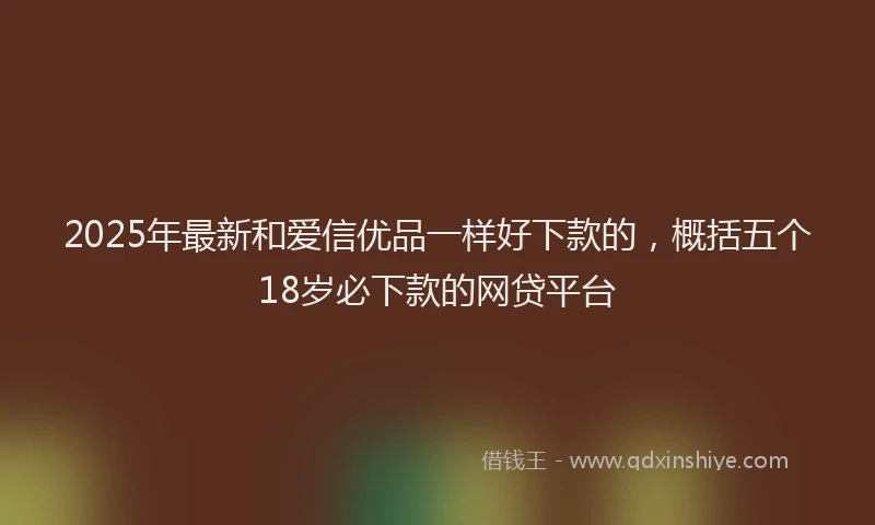 2025年最新和爱信优品一样好下款的，概括五个18岁必下款的网贷平台