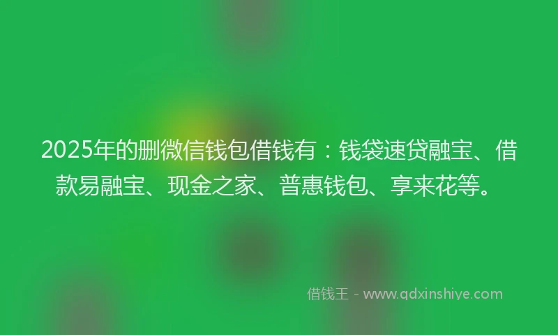2025年的删微信钱包借钱有：钱袋速贷融宝、借款易融宝、现金之家、普惠钱包、享来花等。