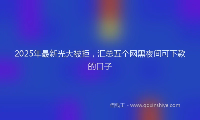2025年最新光大被拒，汇总五个网黑夜间可下款的口子
