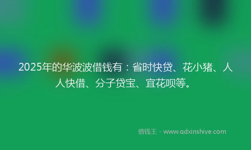 2025年的华波波借钱有：省时快贷、花小猪、人人快借、分子贷宝、宜花呗等。