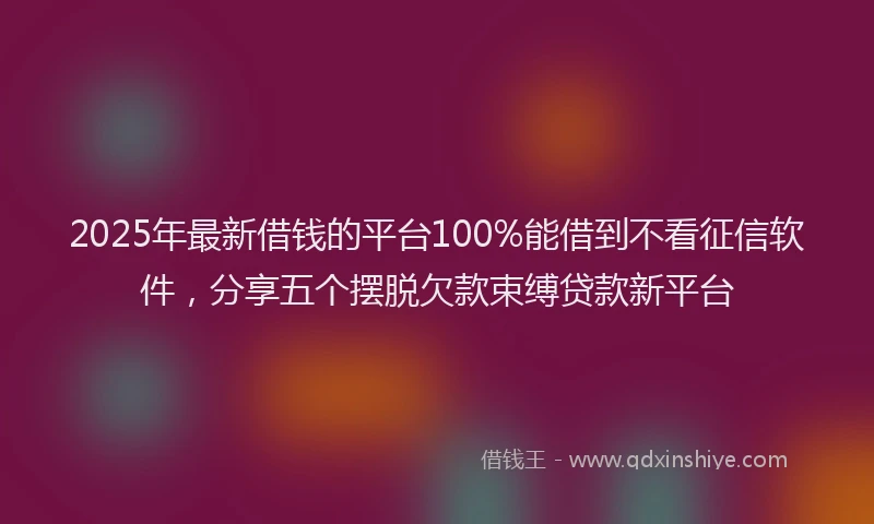 2025年最新借钱的平台100%能借到不看征信软件，分享五个摆脱欠款束缚贷款新平台