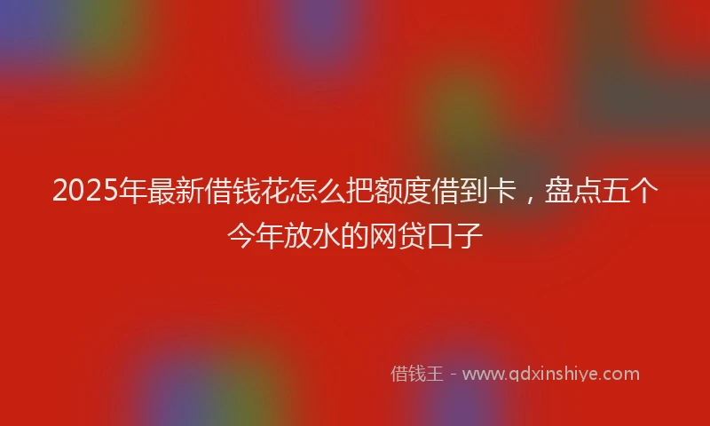 2025年最新借钱花怎么把额度借到卡，盘点五个今年放水的网贷口子
