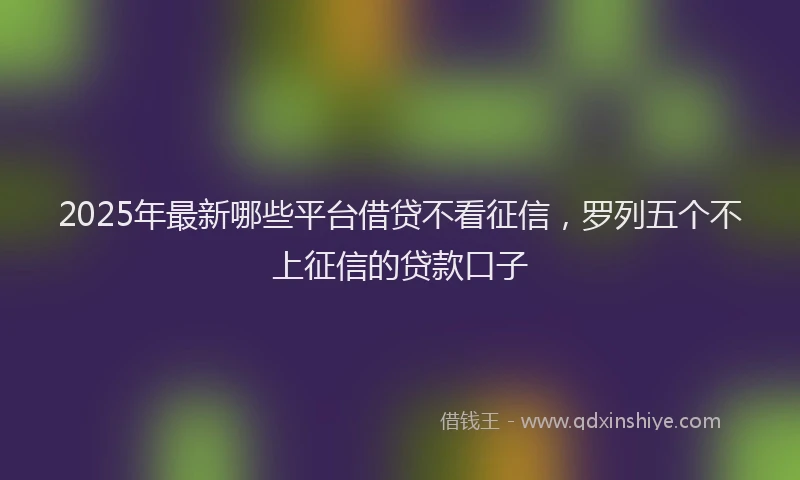 2025年最新哪些平台借贷不看征信，罗列五个不上征信的贷款口子