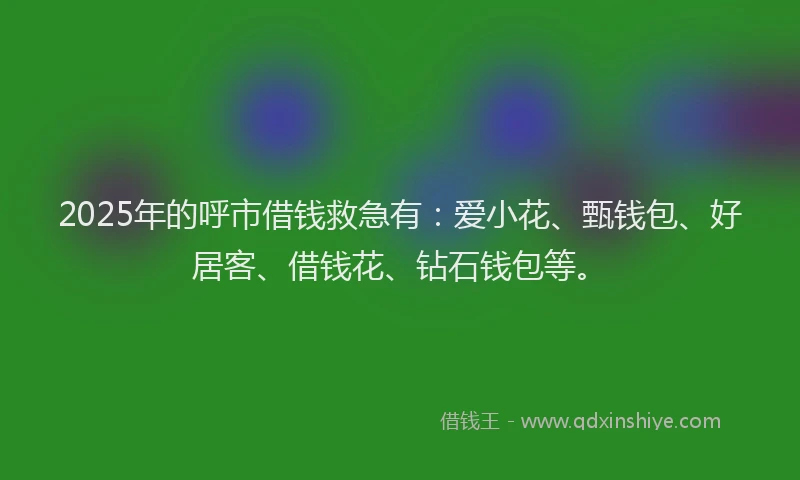 2025年的呼市借钱救急有：爱小花、甄钱包、好居客、借钱花、钻石钱包等。