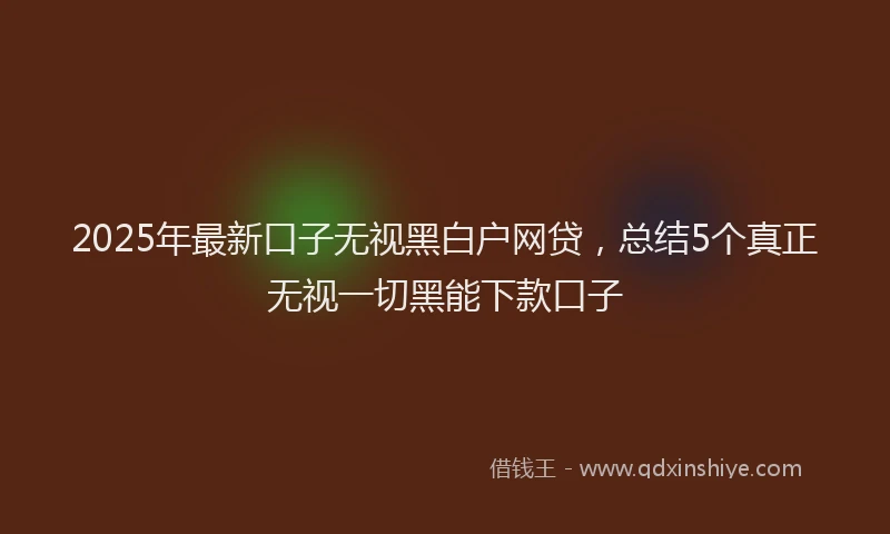 2025年最新口子无视黑白户网贷，总结5个真正无视一切黑能下款口子