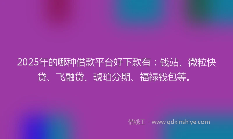 2025年的哪种借款平台好下款有：钱站、微粒快贷、飞融贷、琥珀分期、福禄钱包等。