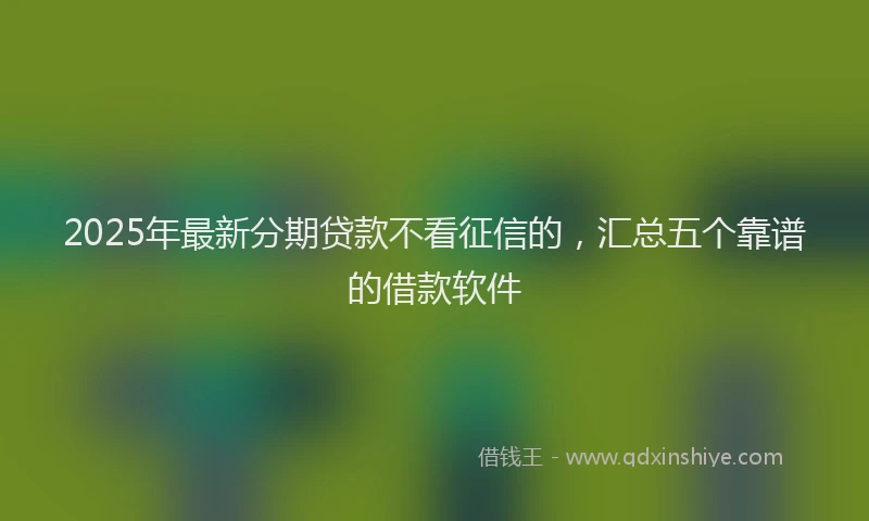 2025年最新分期贷款不看征信的，汇总五个靠谱的借款软件