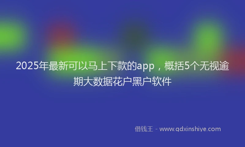 2025年最新可以马上下款的app，概括5个无视逾期大数据花户黑户软件