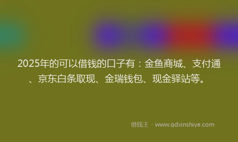 2025年的可以借钱的口子有：金鱼商城、支付通、京东白条取现、金瑞钱包、现金驿站等。