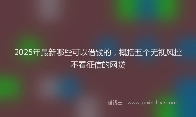 2025年最新哪些可以借钱的，概括五个无视风控不看征信的网贷