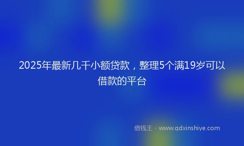 2025年最新几千小额贷款，整理5个满19岁可以借款的平台