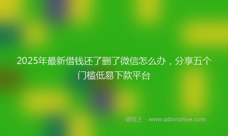 2025年最新借钱还了删了微信怎么办，分享五个门槛低易下款平台