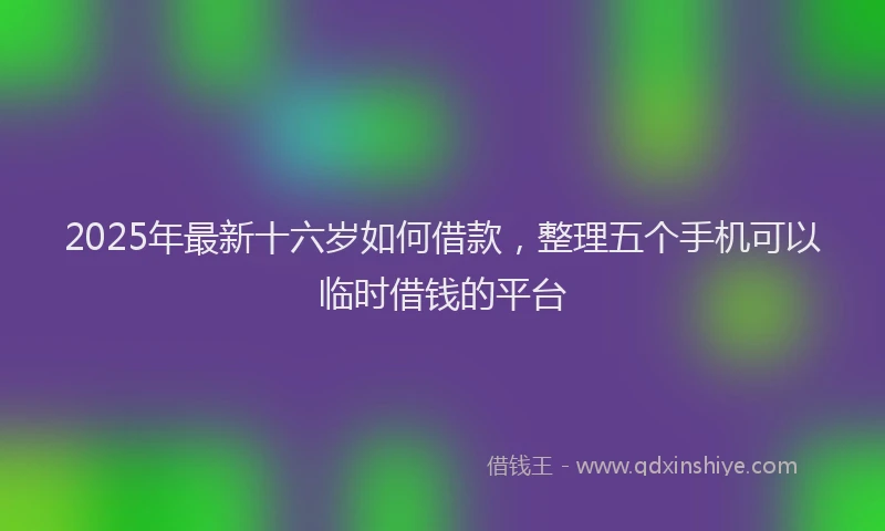 2025年最新十六岁如何借款，整理五个手机可以临时借钱的平台