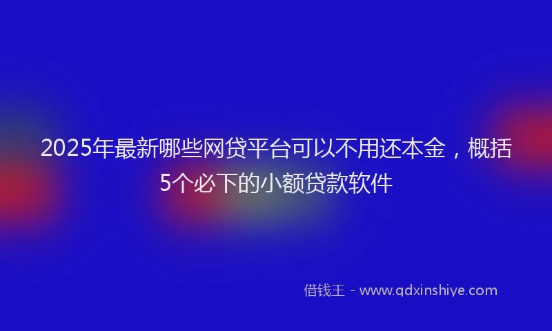 2025年最新哪些网贷平台可以不用还本金，概括5个必下的小额贷款软件