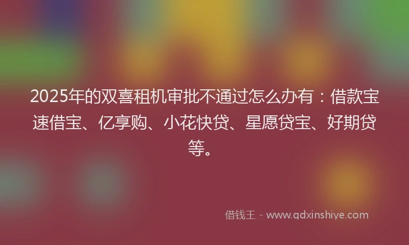 2025年的双喜租机审批不通过怎么办有：借款宝速借宝、亿享购、小花快贷、星愿贷宝、好期贷等。