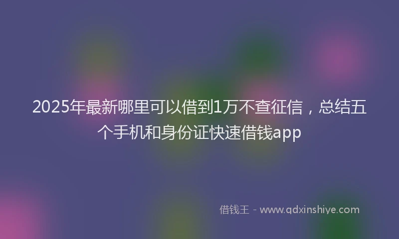2025年最新哪里可以借到1万不查征信，总结五个手机和身份证快速借钱app