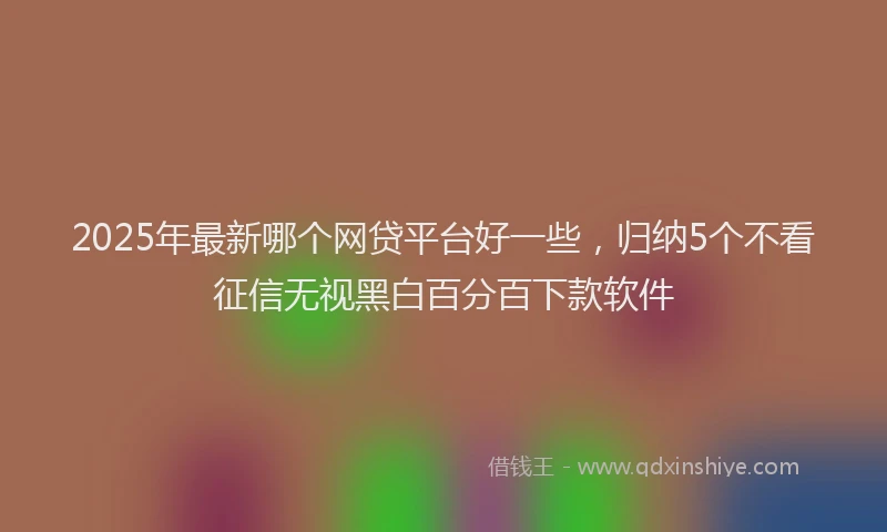 2025年最新哪个网贷平台好一些，归纳5个不看征信无视黑白百分百下款软件