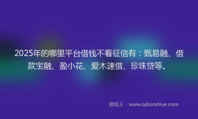 2025年的哪里平台借钱不看征信有：甄易融、借款宝融、盈小花、爱木速借、珍珠贷等。