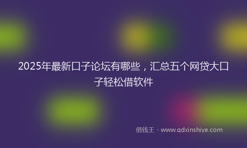 2025年最新口子论坛有哪些，汇总五个网贷大口子轻松借软件