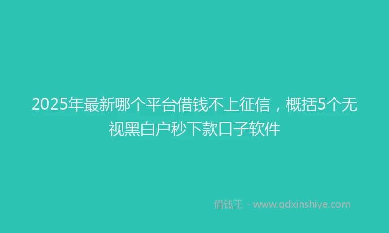2025年最新哪个平台借钱不上征信，概括5个无视黑白户秒下款口子软件