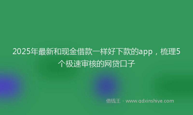 2025年最新和现金借款一样好下款的app，梳理5个极速审核的网贷口子