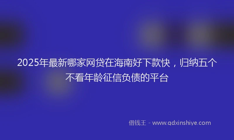 2025年最新哪家网贷在海南好下款快，归纳五个不看年龄征信负债的平台