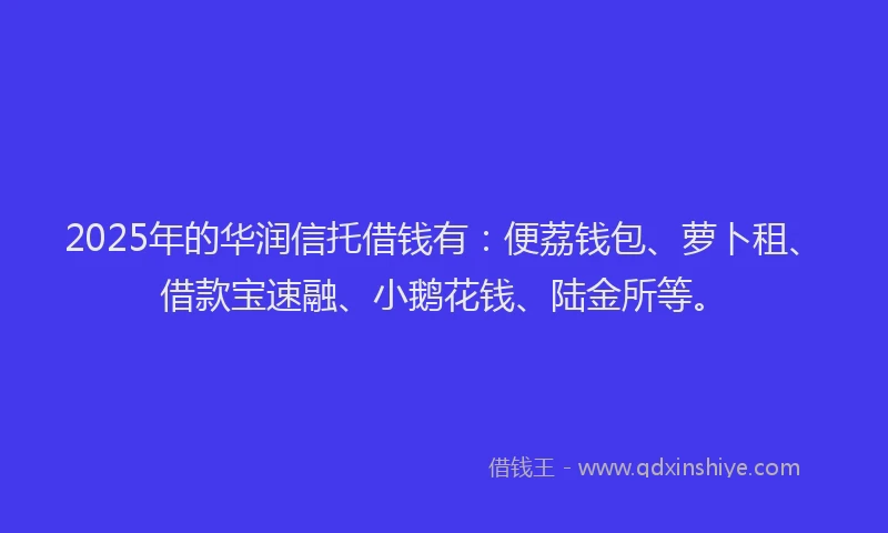2025年的华润信托借钱有：便荔钱包、萝卜租、借款宝速融、小鹅花钱、陆金所等。