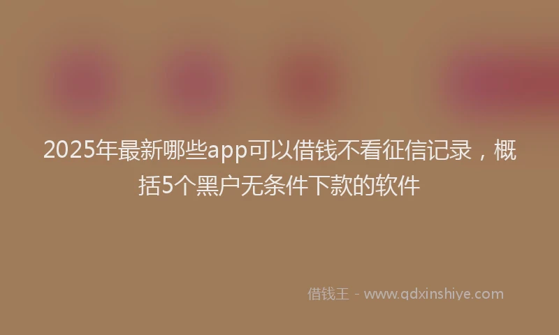 2025年最新哪些app可以借钱不看征信记录，概括5个黑户无条件下款的软件