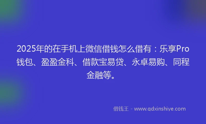 2025年的在手机上微信借钱怎么借有：乐享Pro钱包、盈盈金科、借款宝易贷、永卓易购、同程金融等。