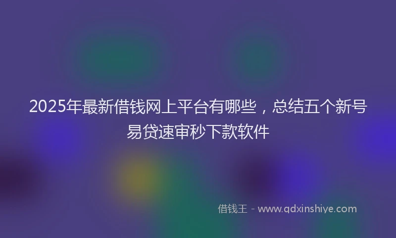 2025年最新借钱网上平台有哪些，总结五个新号易贷速审秒下款软件