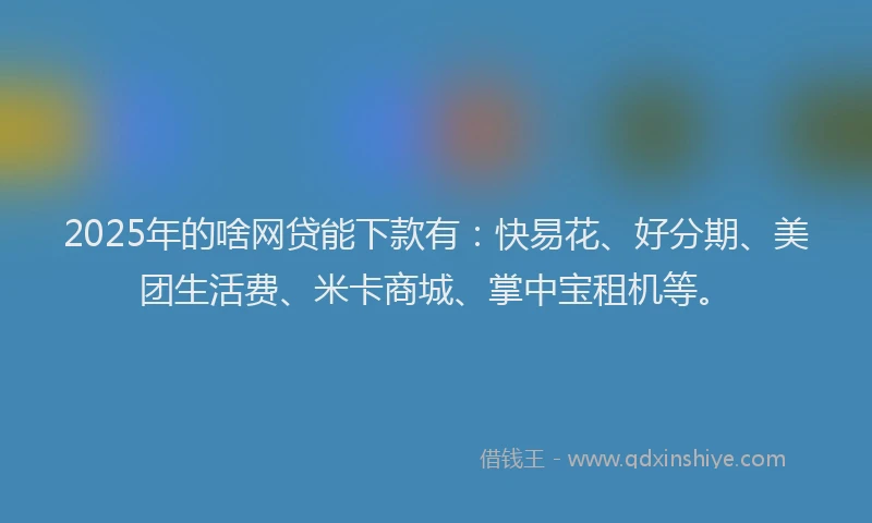 2025年的啥网贷能下款有：快易花、好分期、美团生活费、米卡商城、掌中宝租机等。
